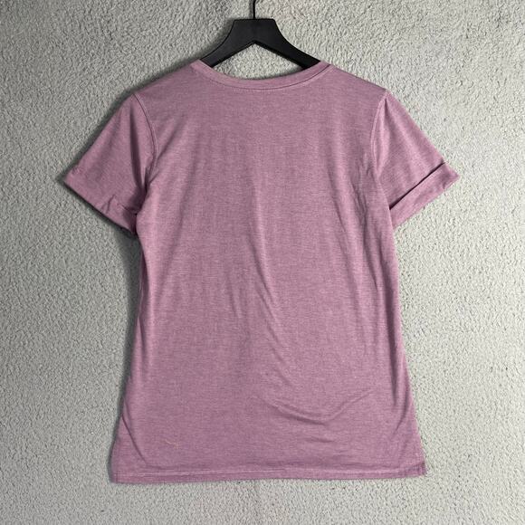 Pink V-Neck Lightweight Performance Tee Short Sleeve Polyester Shirt Women S - Picture 7 of 8